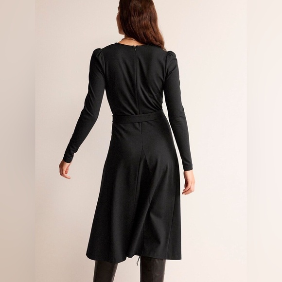 Boden Bella Ponte Midi Dress Classic Minimalist Solid Black Plus Size 16-18 - Picture 3 of 11